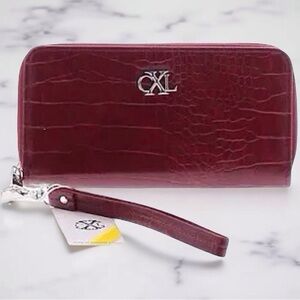 CXL by Christian Lacroix Kara Croco Zip Wristlet Wallet Red NWT Classic